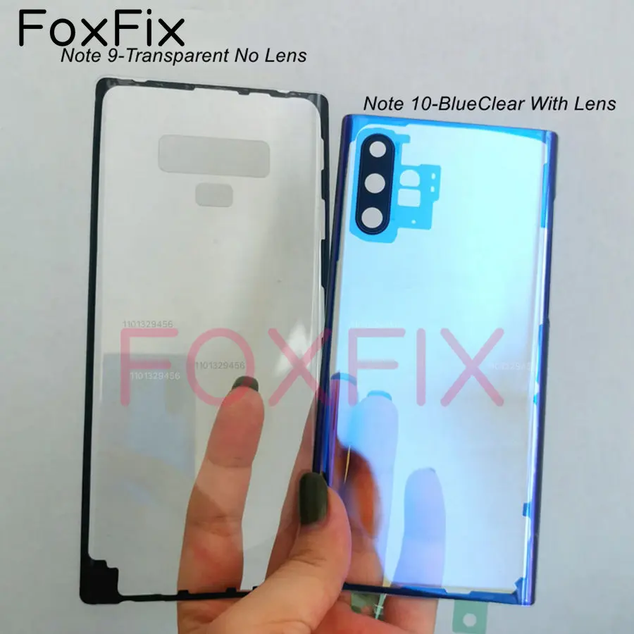 삼성 Galaxy Note 8 9 10 Plus 배터리 커버 후면 하우징 도어 케이스 교체 + 접착 스티커 용 투명 유리 뒷면 커버