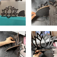 Wooden Lotus Hollow Decorative Rack Aromatherapy Organiser Essential Oil Candle Holder Wall Mounted Shelf Corner Shelf 6