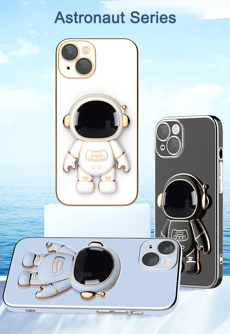 For iPhone 6S 7 8 Plus X XS Max XR 11 12 13 Pro Max SE 2 3 Cover With Phone Holder Stand Astronaut For iPhone Cases Accessories iphone xr clear case