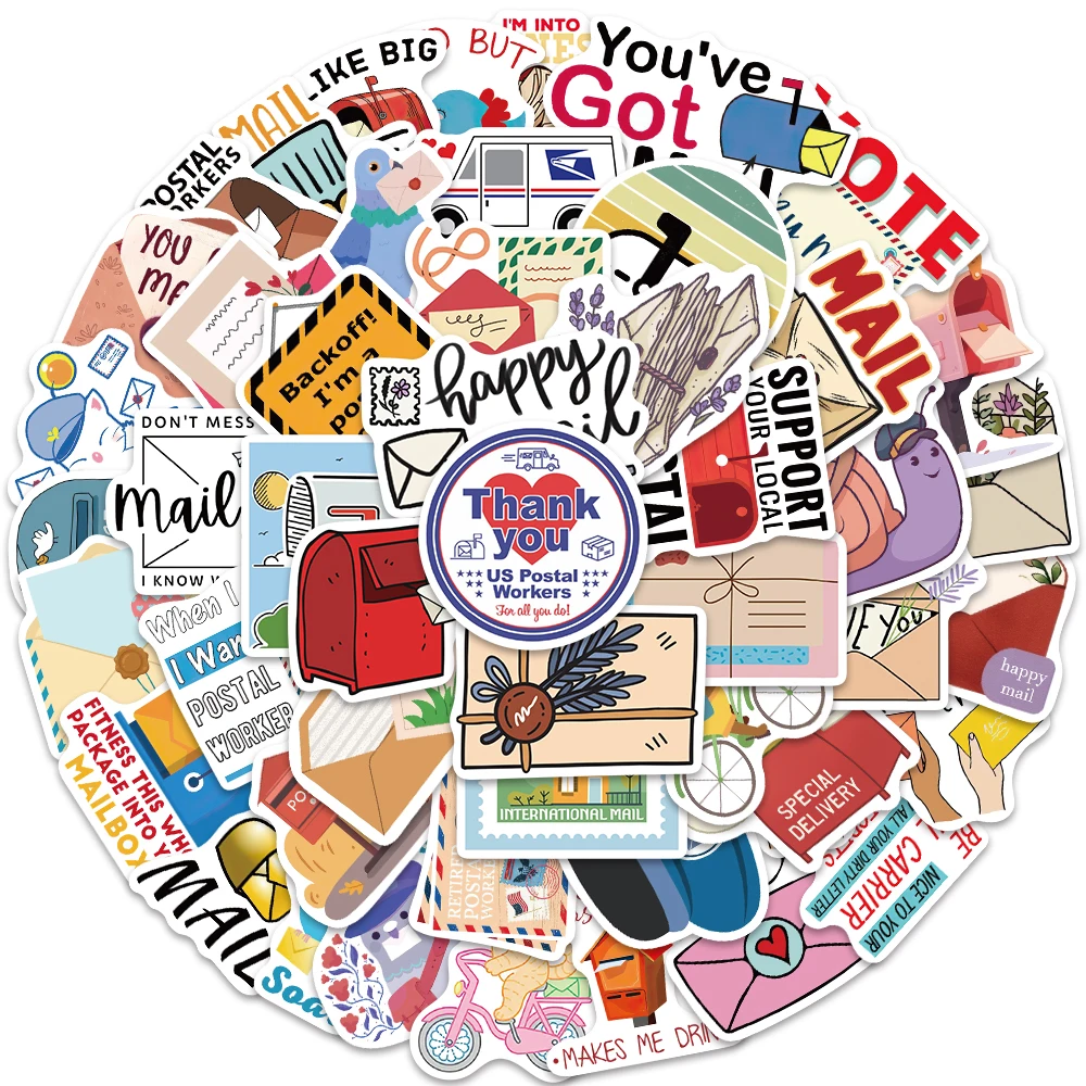 

50pcs Waterproof Graffiti Funny Cute Cartoon Postal Workers Stickers For Laptop Water Bottle Luggage Notebook Vinyl Decals