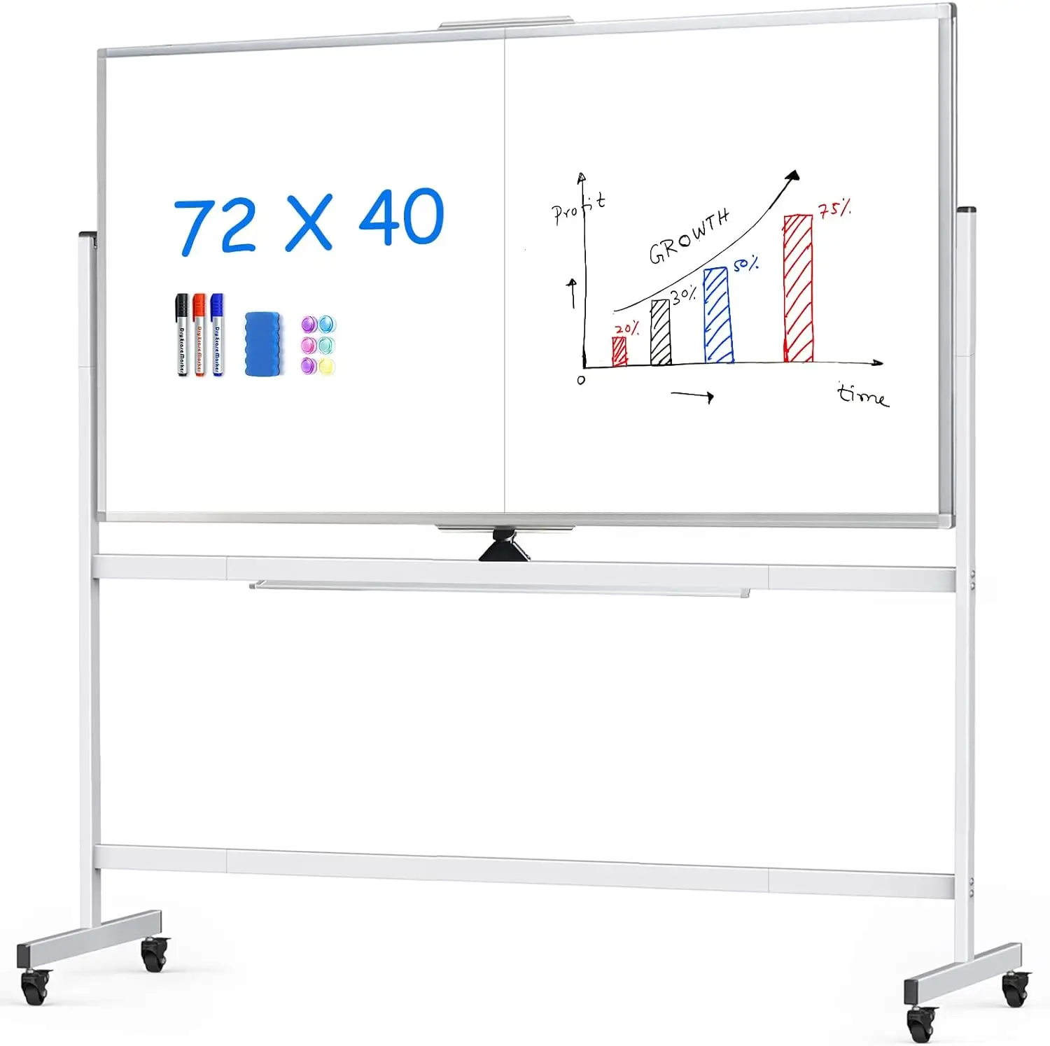 

Maxtek 72x40 двухсторонняя роликовая белая доска, мобильная белая доска, магнитная белая доска-большая реверсивная сухая стираемая фотография