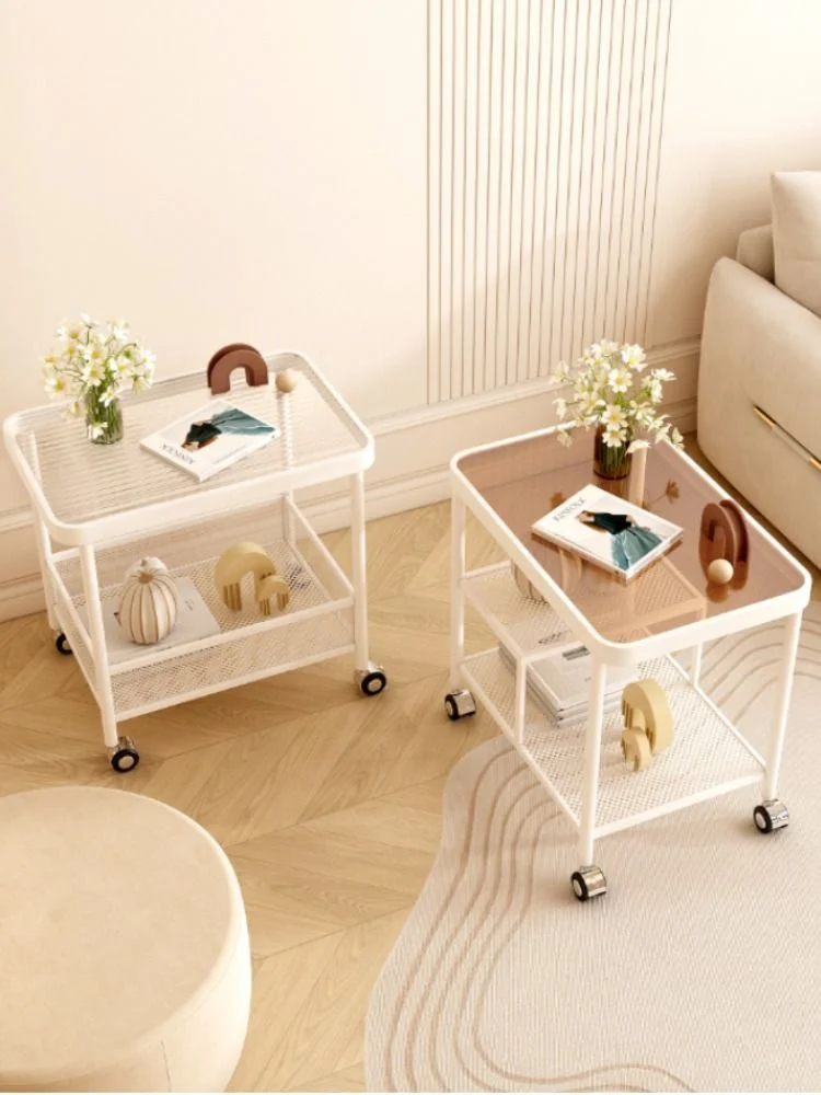 

Movable edge modern living room sofa simple square corner table edge cabinet light luxury bedside small coffee table shelf