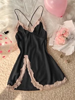 Women's Sexy Fashion V-Neck Sleep Dress Lace Trim Crisscross Back Nightgown Loungewear - Image 6
