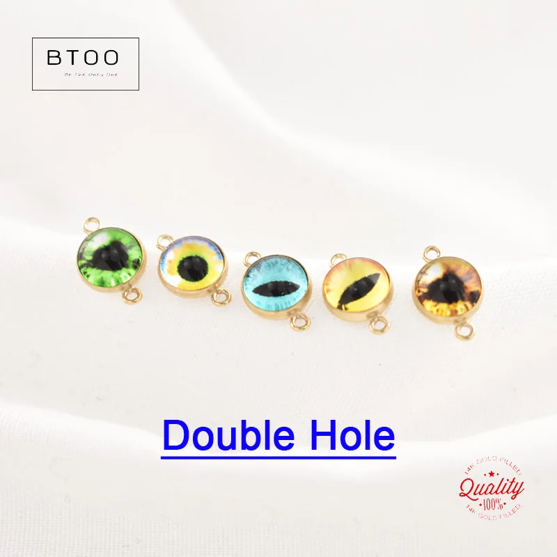 new 14K Gold Filled 6mm Evil Eye Pendant / Connector /V Connector For Necklace DIY Jewelry Hypoallergenic Jewelry Accessory