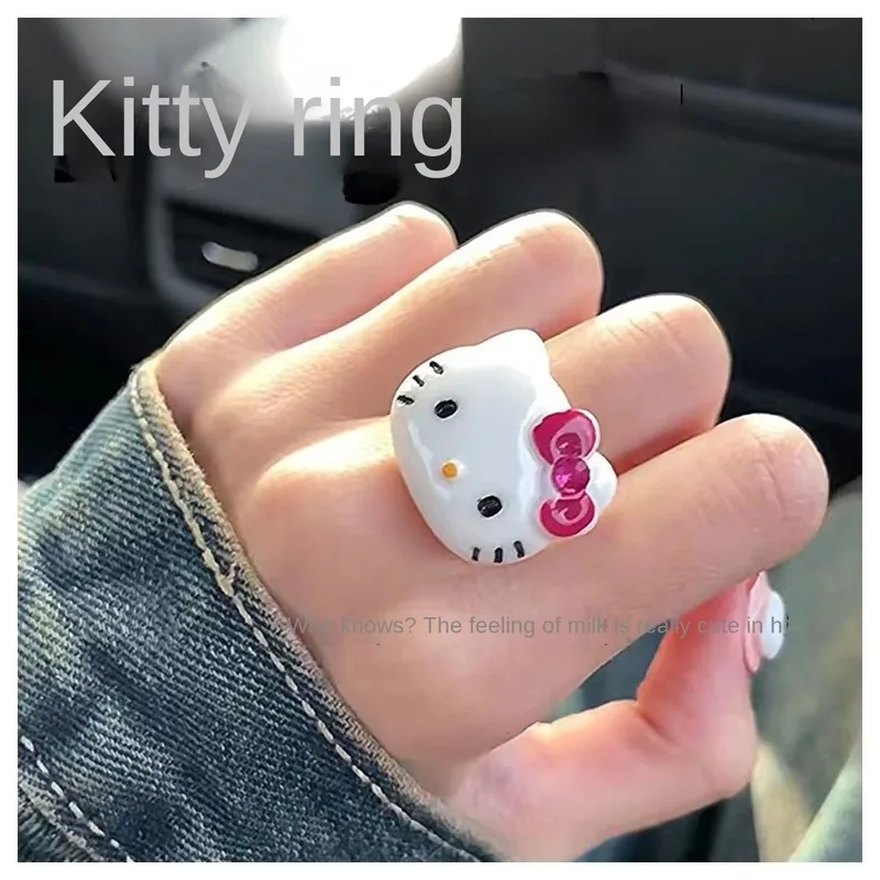 

Cartoon Sanrios Hellokittys Doll Shaped Ring Kawaii Fashion Y2K Adjustable Ring Cute Girls' Sweet Jewelry Ornaments Girl Gift