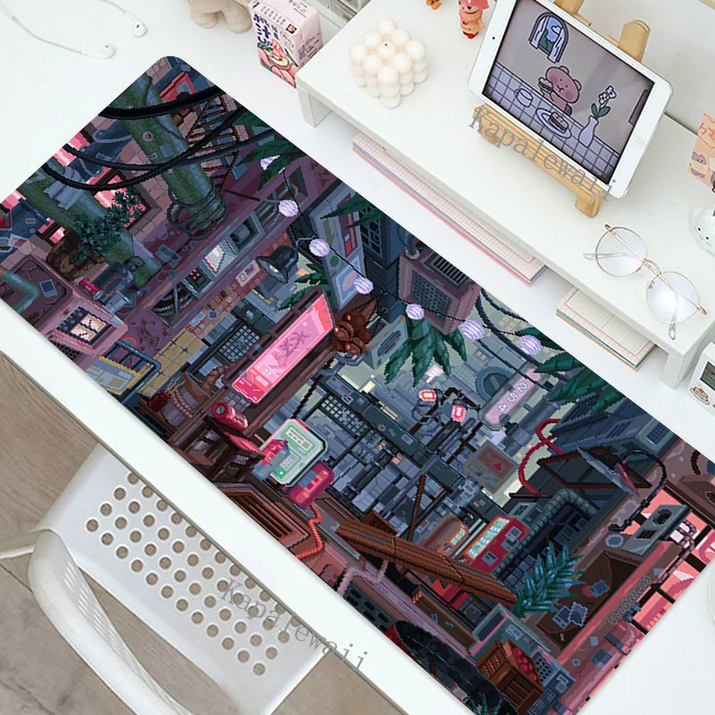 Large Gaming Mousepad Pixel Sence Cute Mouse Pad Compute Mouse Mat Gamer Street Art Desk Mat For PC Keyboard XXL Table Carpet