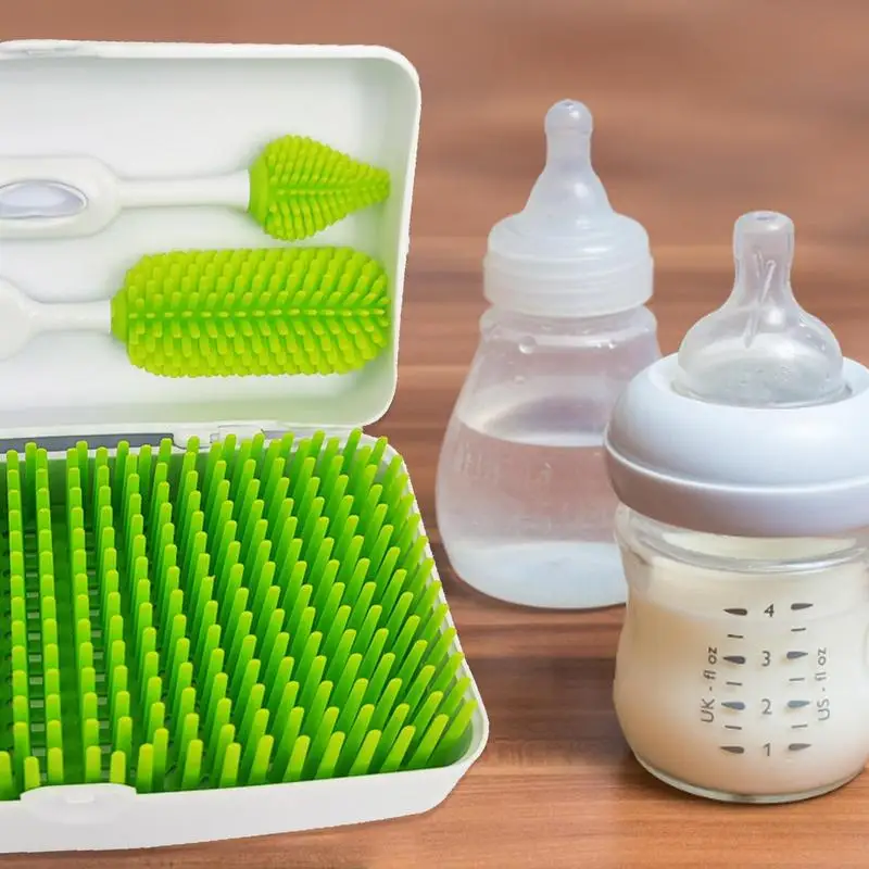 Baby Drying Rack For Bottles Safe Drying Rack Silicone Organizer Detachable Space Saving Dryer With Storage Box For