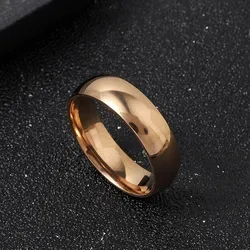 Elegant Rose Gold Stainless Steel Ring - Minimalist Titanium Design - 13 (6MM Rose Gold)