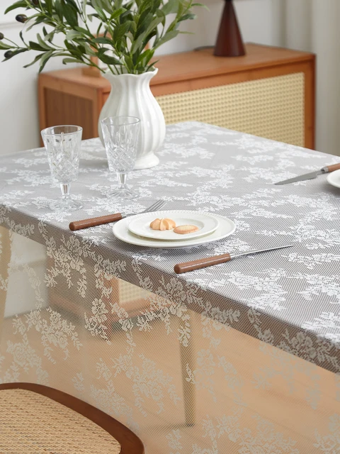 Nappe florale pliée en dentelle blanche pure, nappe pour mariages, fêtes, tables à manger 3