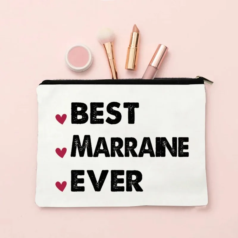 Best Godmother French Print Makeup Bags Travel Toiletries Organizer Female Wash Storage Pouch Women Cosmetic Case Marraine Gifts