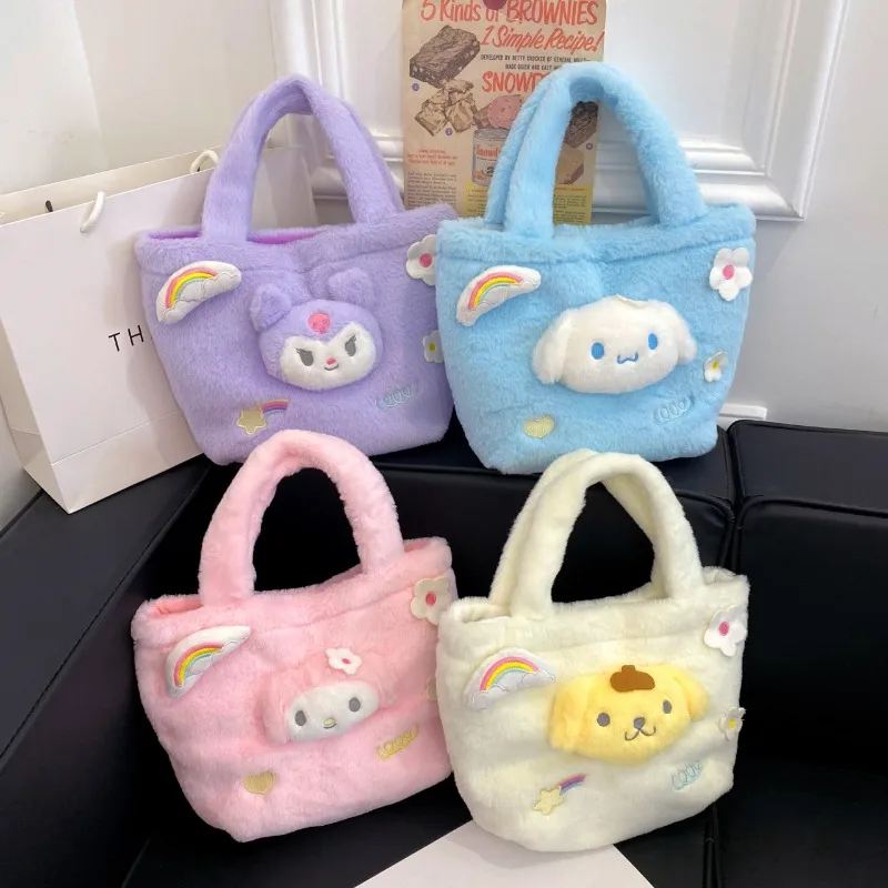 

Anime Sanrio Plush Bag My Melody Cinnamoroll Kuromi Kawaii Cartoon Handbag Shoulder Bag Daily Collocation Girls Gifts