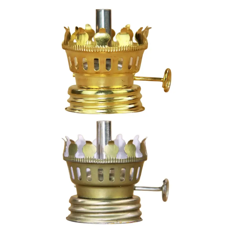 Set 2 Ricambi Per Lampada A Olio: Supporto Bruciatore Con Stoppino, Dorato, 6x6cm