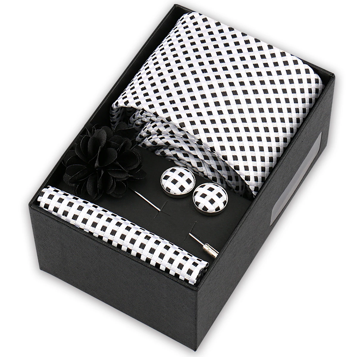 Marke Design Krawatte Taschentuch Manschettenknopf Clip Set Für Männer Seide Krawatte Urlaub Geschenk Box Blau Gold Anzug Zubehör Hochzeit Gravata