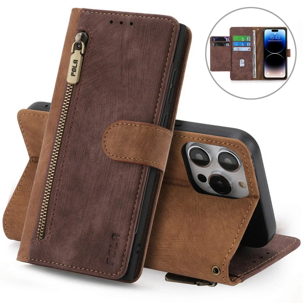 

For Vivo Y27 Y36 5G Luxury Case RFID Zipper Leather Multi Wallet Cover For Vivo Y35 Y22 Y 21 20 12 11 S Y33S Y20i Y16 Y78 Funda