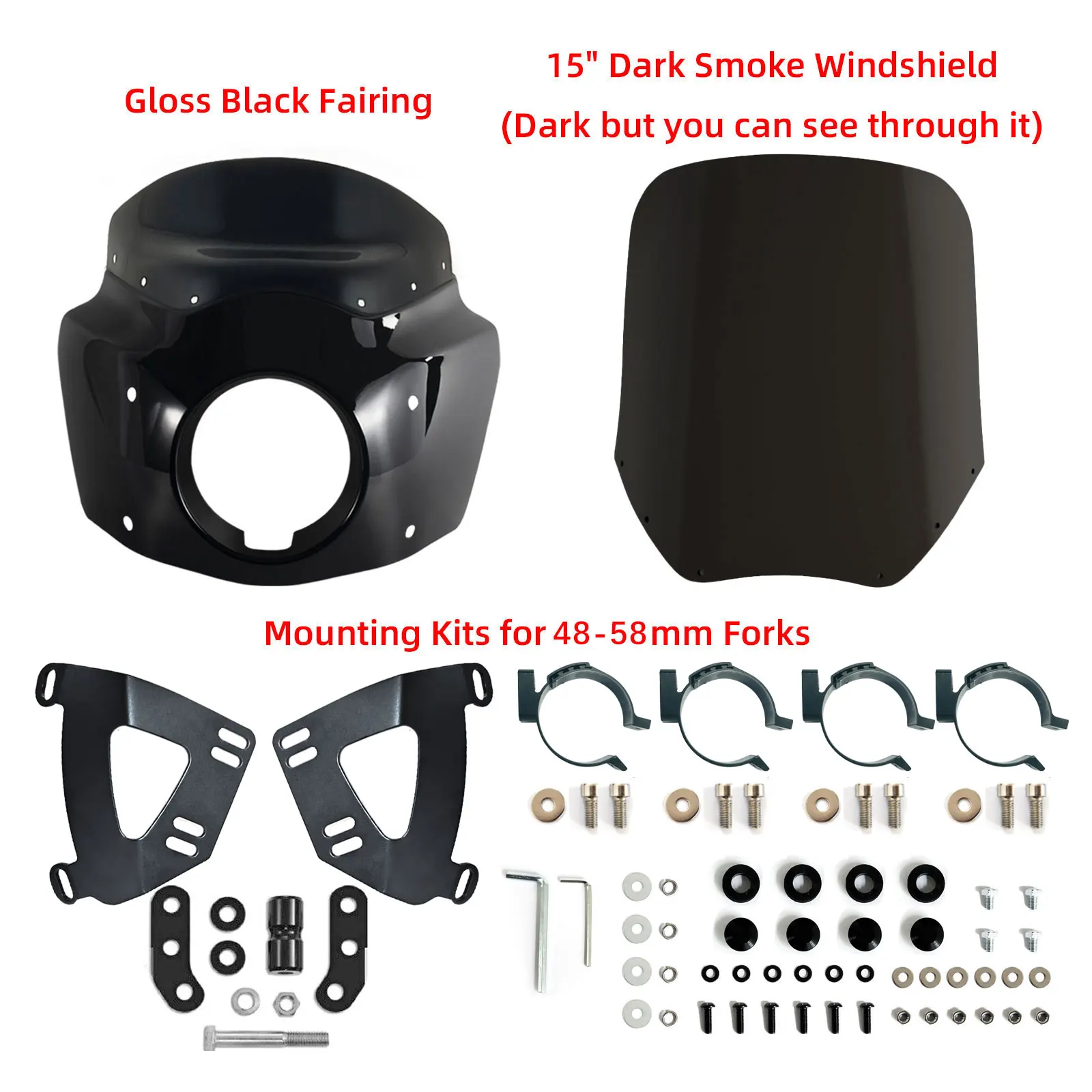 Motorcycle Fairing 15 inch Motorcycle Front Fairing For Road Warrior Fairing Only For Harley Softail Low Rider S FXLRS