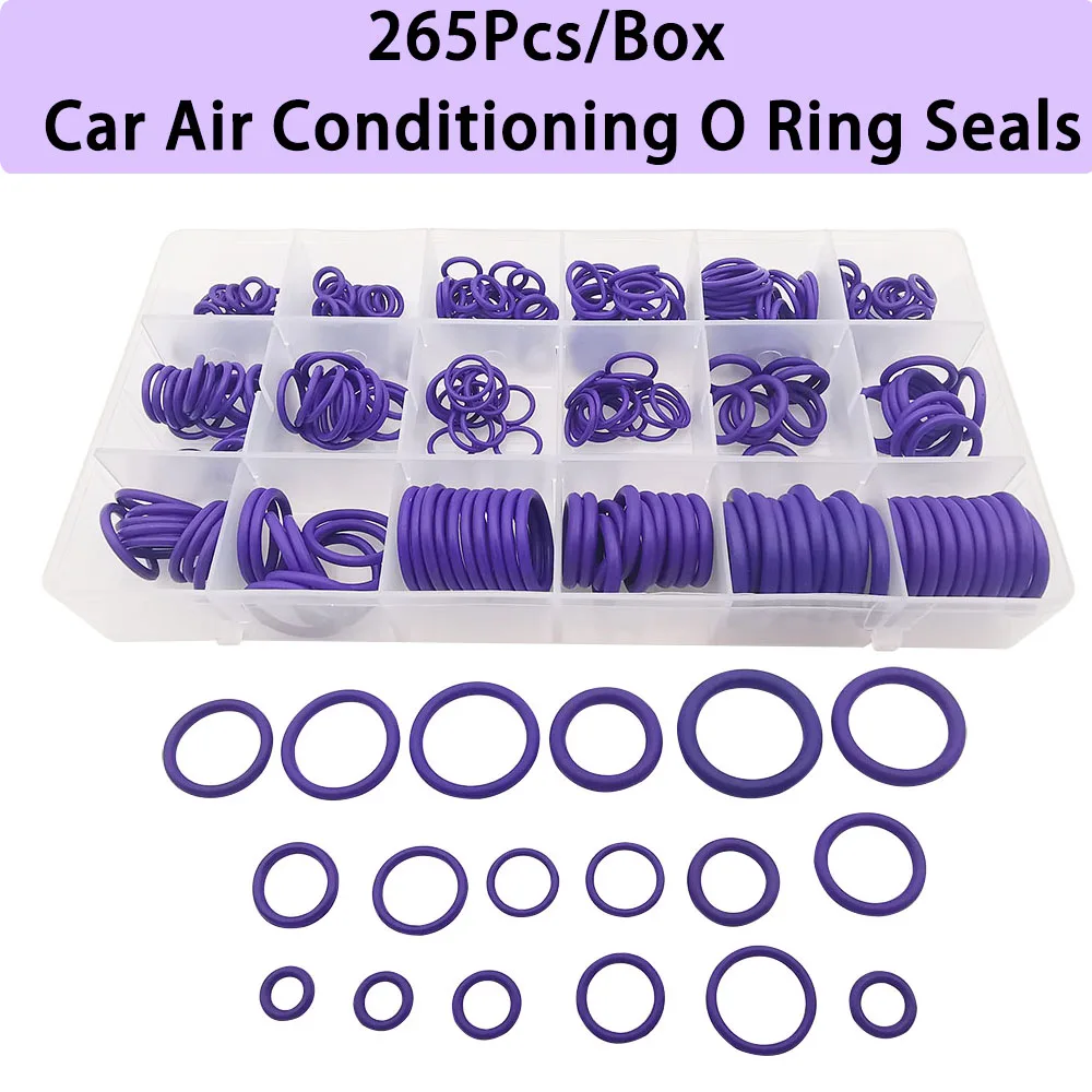 265 Pz/Scatola Auto Aria Condizionata Gomma O-Ring Rondella Assortimento Kit R134A Hnbr O Ring Guarnizione Guarnizione Set Di Strumenti Di Riparazione