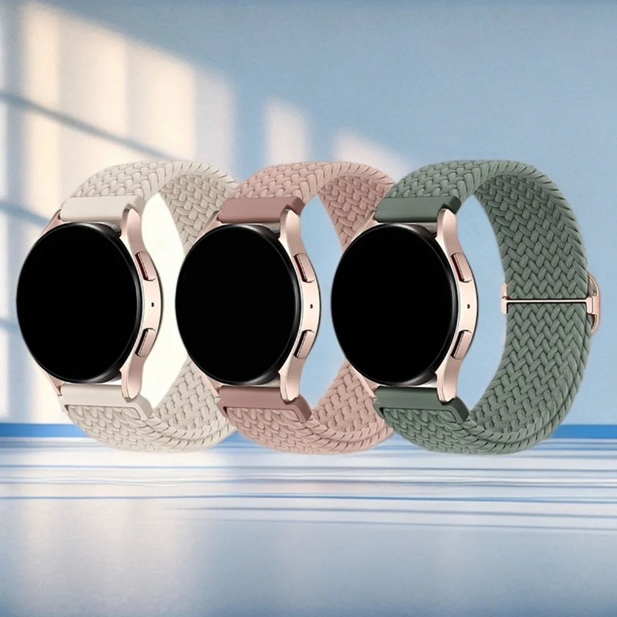 Set of 3 Quick Release Braided Nylon Wristbands - 18/20/22mm