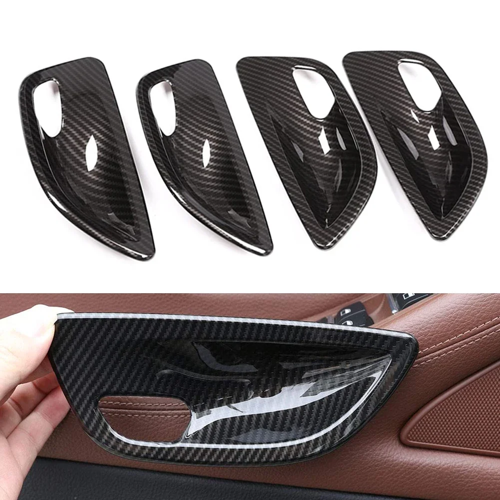 BMW F10 520 차량 도어 핸들 볼 커버 카본 파이버 도어 핸들 트림 자동차 실내 향상 카본 와이어 패턴 색상