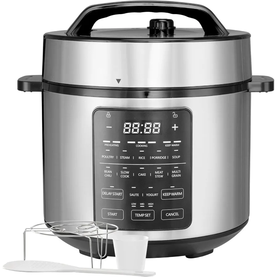 12-in-1 Electric Pressure Cooker with 14 Presets for Rice Saute Steam Yogurt Making Slow Cooking Non-Stick Multi-Cooker Pot wit