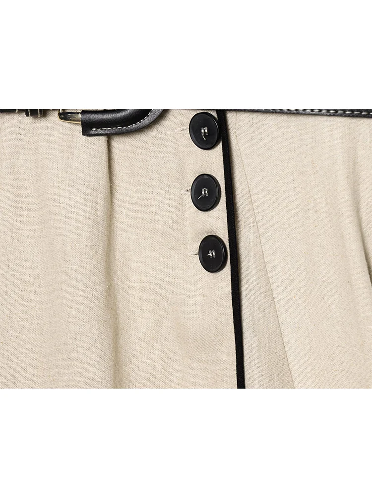 TFMLN 2025 New Women's Belt Midi Dress Fashion V-Neck Sleeveless Female Chic Vintage Summer Dresses Elegant OL Streetwear