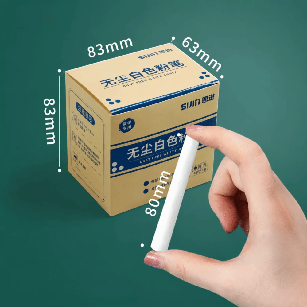 48개입/박스 내구성 있는 흰색/컬러 무분진 분필 육각/원형 무독성 안전 분필 스틱 보도용 분필 칠판 그림 그리기용