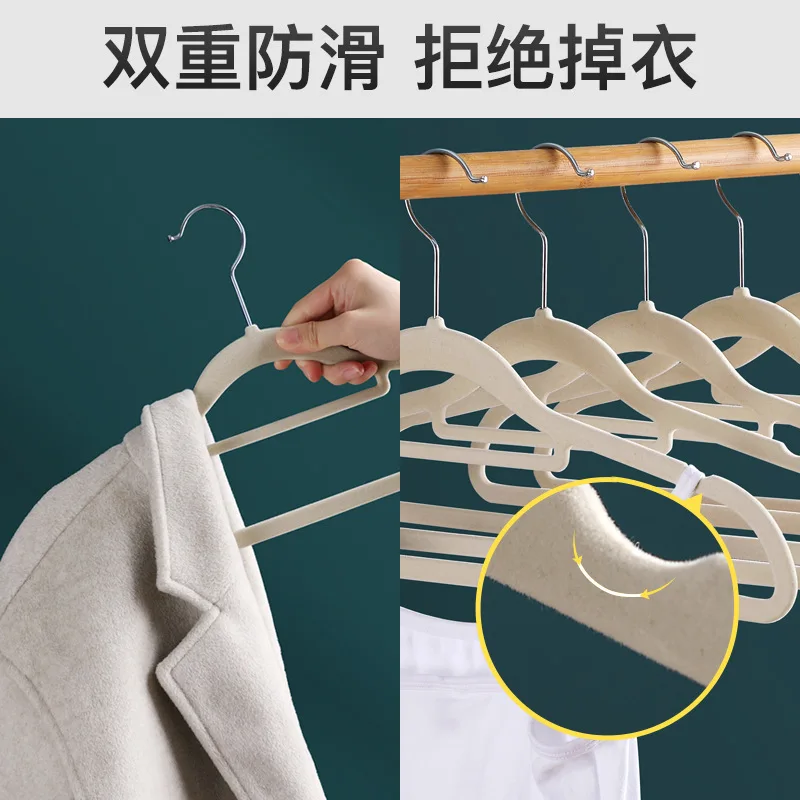 10Pcs Gray Wrinkle Resistant Adult Plastic Coat Hanging Flocking  Multi-functional Anti-skid Hanger Household Clothing Organizer - AliExpress