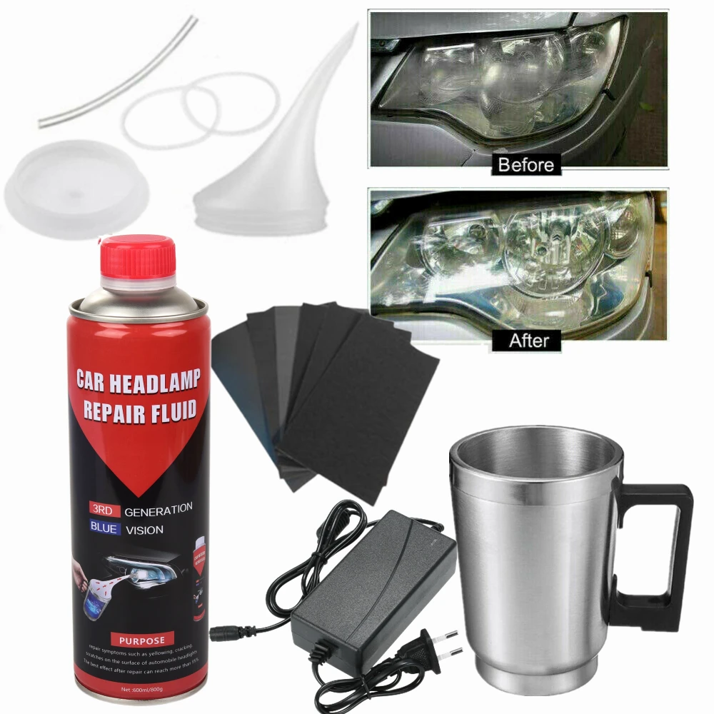 

DIY Headlight Restoration Kit Car Headlight Glass Cleaning Kit Steam Liquid Clean Opaque Car Headlights Polishing Vapor Kit