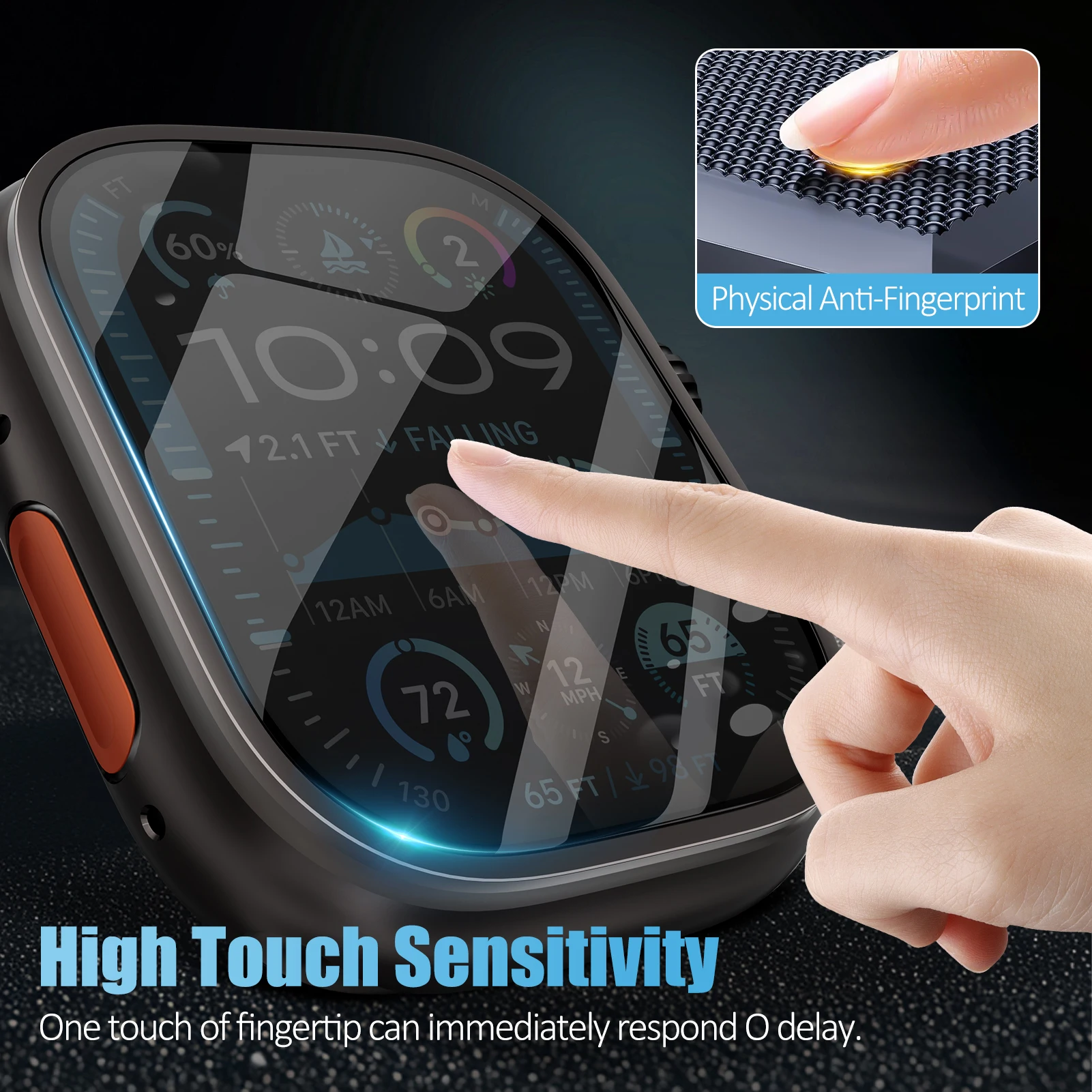 Waterproof Auto-Alignment Tempered Glass Screen Protector for Apple Watch Ultra 49mm