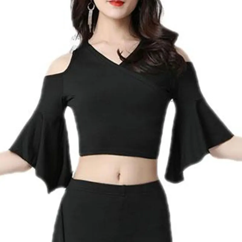 

Women Belly Dance Top Clothes Daily Practice Dancing Pagoda Sleeve Slim Blouse for Female Bellydancing Exotic Costume Dancewear