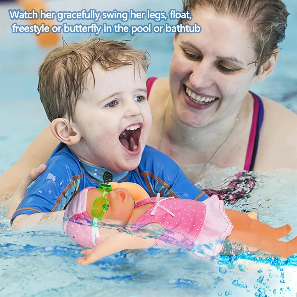 Electric Baby Swimming Doll Waterproof Detachable Joint Doll Battery Powered Cute Movable Toy Realistic Pool Dolls for Kids Gfit