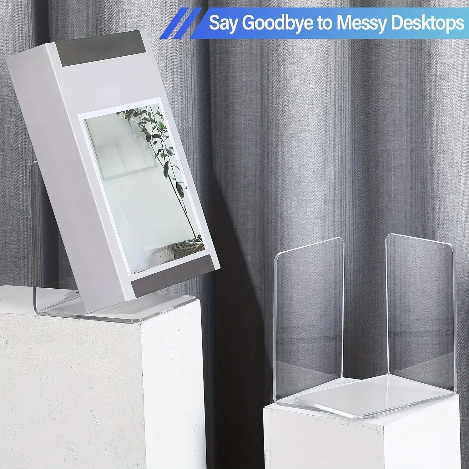 4/6pcs Transparent Acrylic Bookends Stand Bookshelf Desktop Decorative Storage Rack Bookend Book Holder School Stationery 5