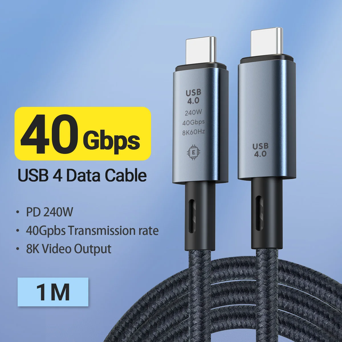 240W USB-C to USB-C Braided Cable - High-Speed 40Gbps Data Transfer with 8K HD Video & Fast Charging