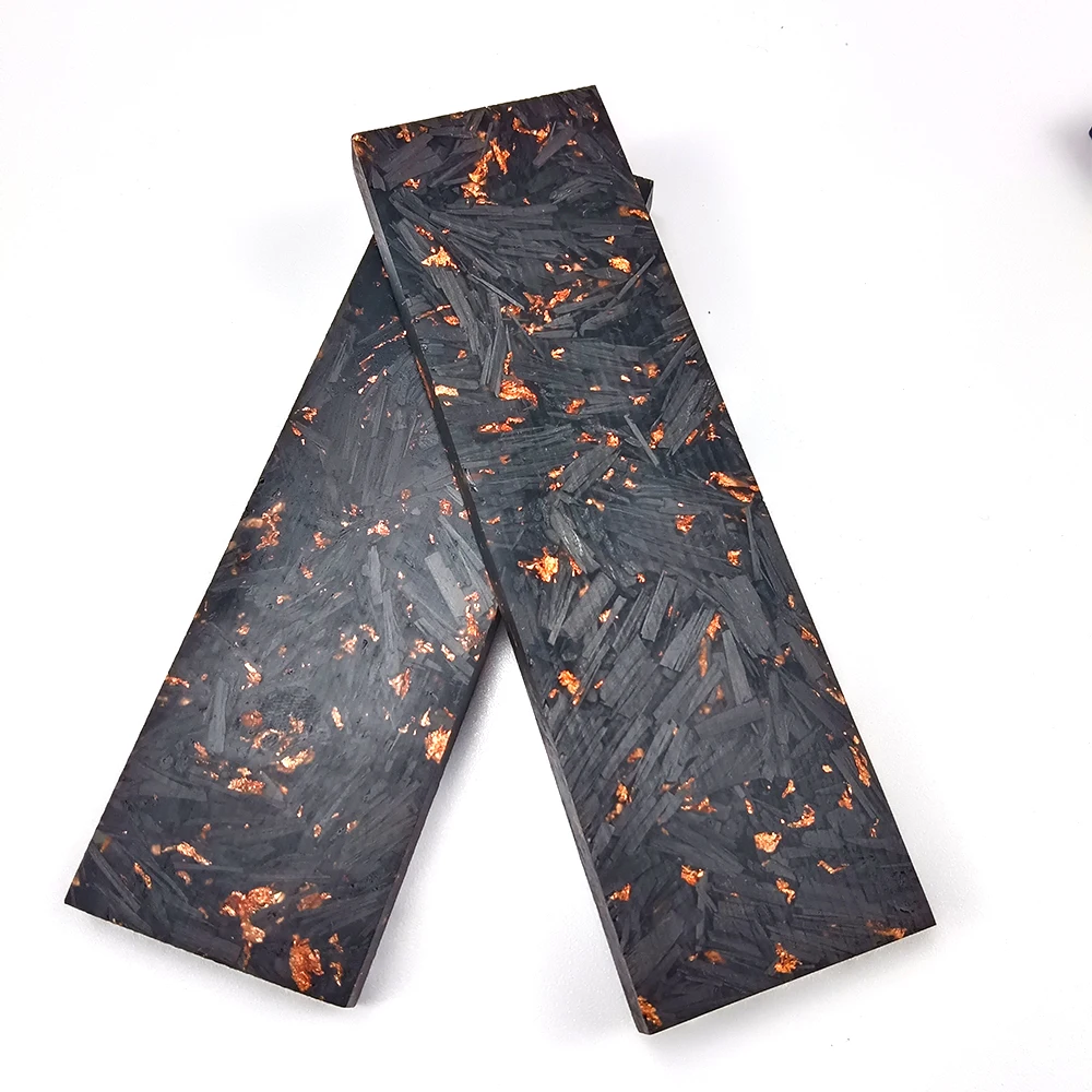 1piece CF Copper Foil Powder Compression Patch Plate for DIY Knife Handle Material Carbon Fiber Black Marble with Resin