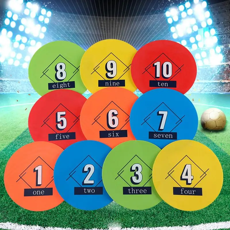 Agility Markers For Football Sports Disc Floor Dots Football Markers 10X Numbered Non-Slip Training Mat Mark Disc