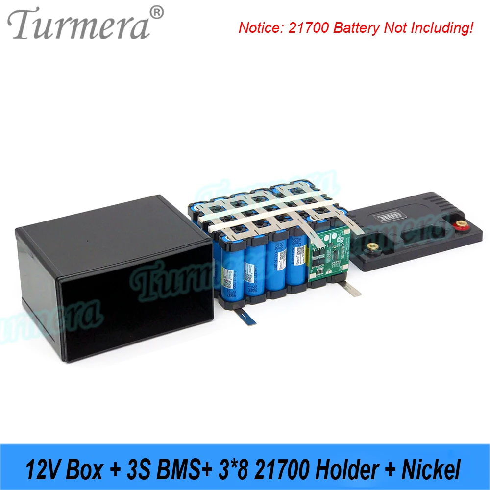 Turmera 오토바이 배터리 보관함, 납 사용 교체용 솔더 니켈 포함, 3S 40A BMS, 3x8 21700 홀더, 12V 24Ah  40Ah