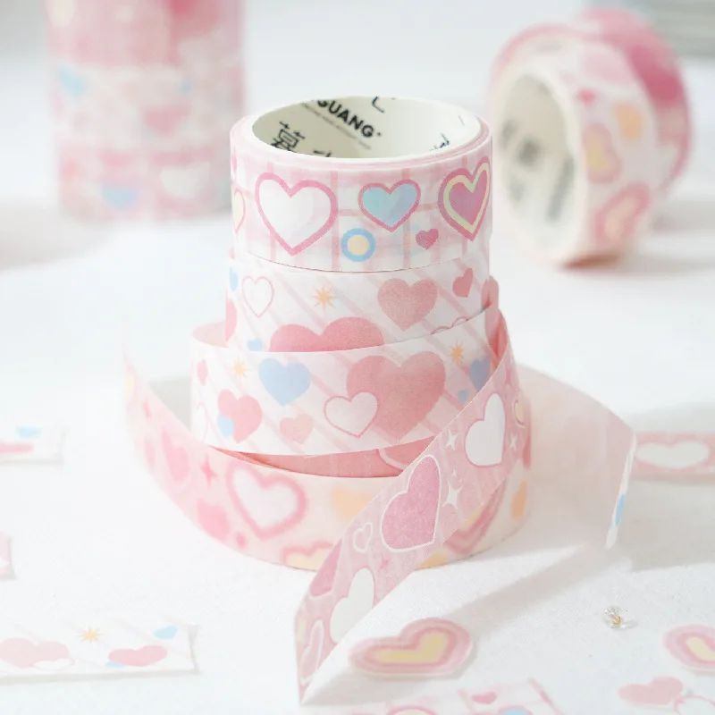 4Roll/lot Kawaii Star Love Heart Washi Tape Cute Korean Border Stickers Handbook Scrapbooking Collage Decoration Tape 4