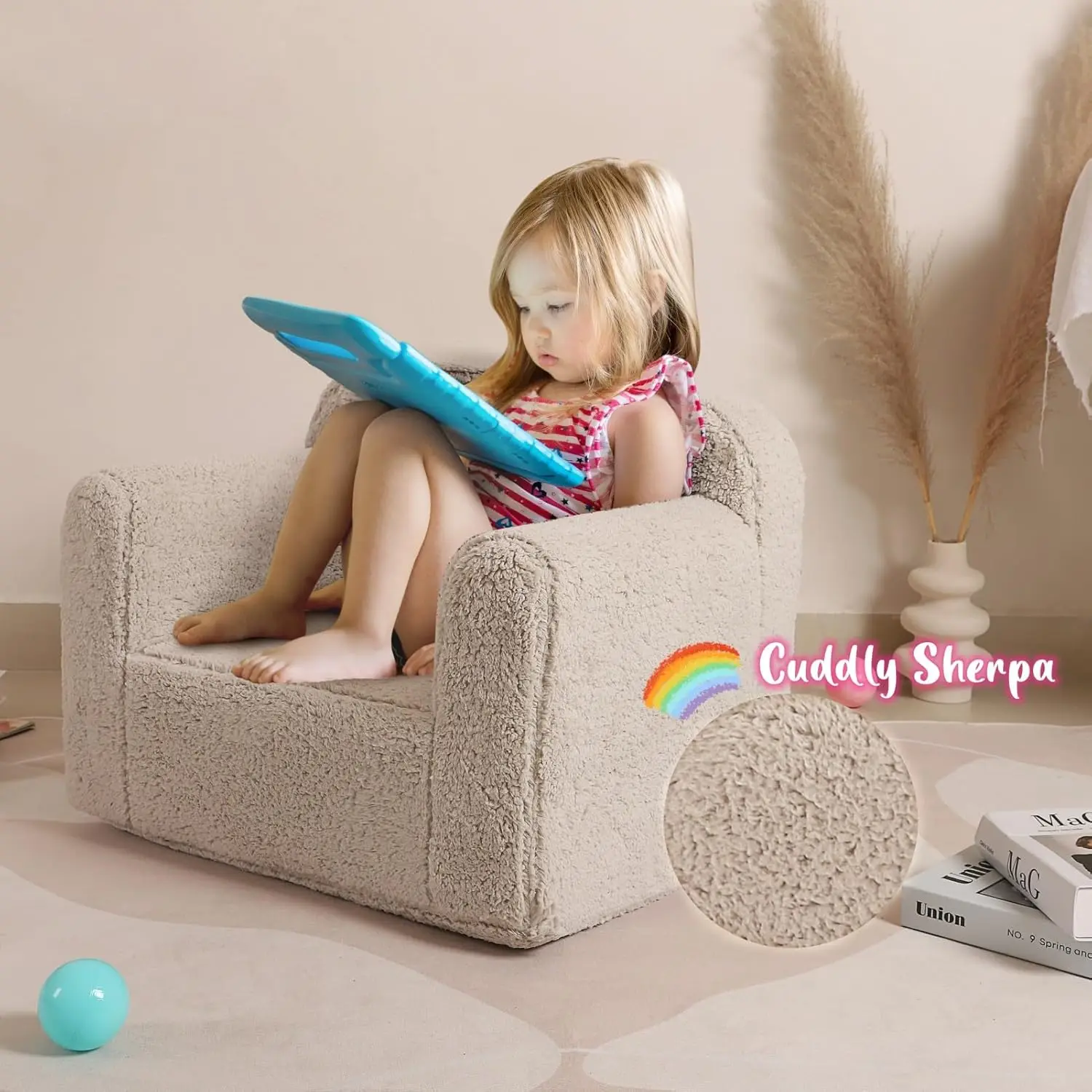 Cuddly Toddler Foam Chair for Boys and Girls, Light Grey 4
