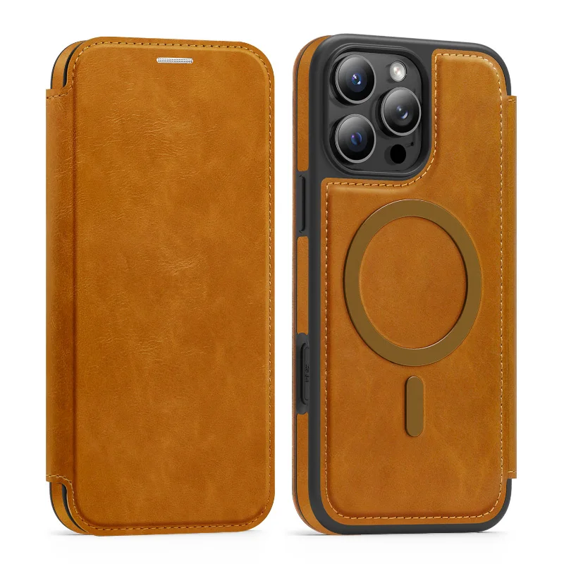 Magsafe Magnetic 360° Full Protection Leather Wallet Card Holder Phone Case