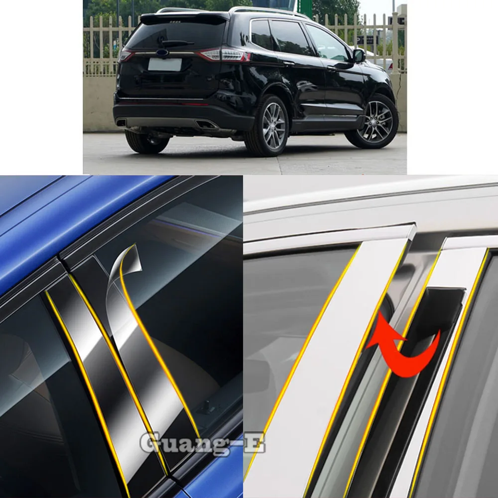 

Автомобильный ТПУ/глянцевый зеркальный столб Крышка для Ford EDGE 2015 2016 2017 2018 2019 2020 2021 2022 отделка двери окна молдинговая наклейка