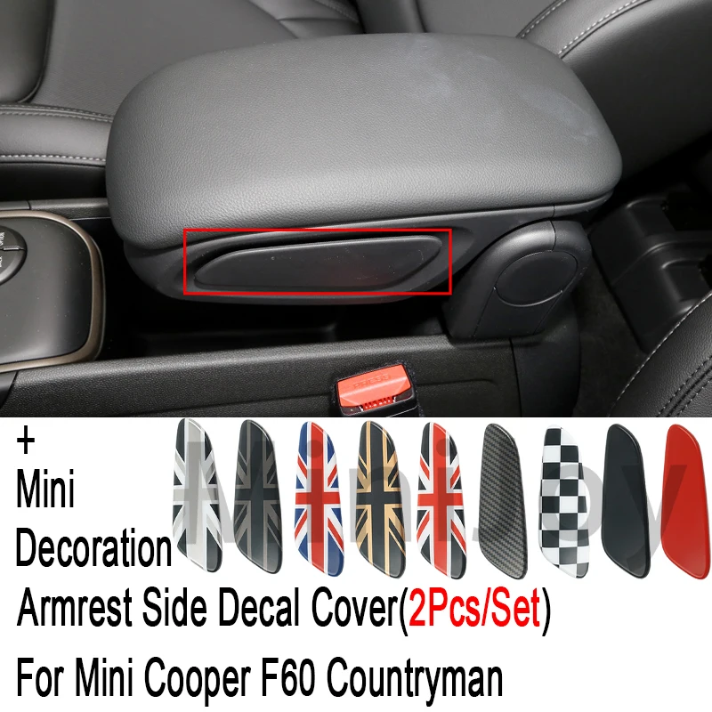 Car Styling Bracciolo Box Decorativo Centrale Storage Side Housing Decalcomania Cover Sticker Per Mini Cooper S F60 Countryman Accessori
