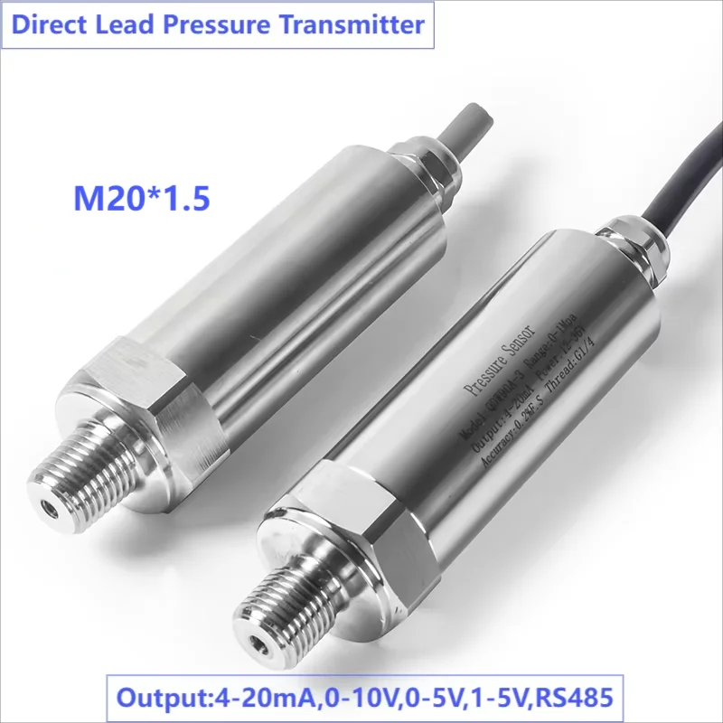 M20*1.5 Pressure Transducer Sensor 0-10Mpa to 4-20mA Pressure Transmitter Threaded Installation-0.1Mpa 60Mpa 1Mpa 5Mpa 50Mpa