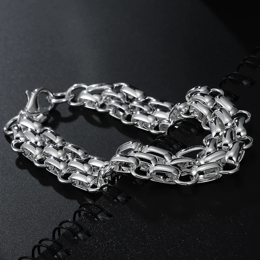 Hot Street all-match 925 Sterling Silver geometric chain Bracelets for women man fashion designer jewelry party wedding gifts