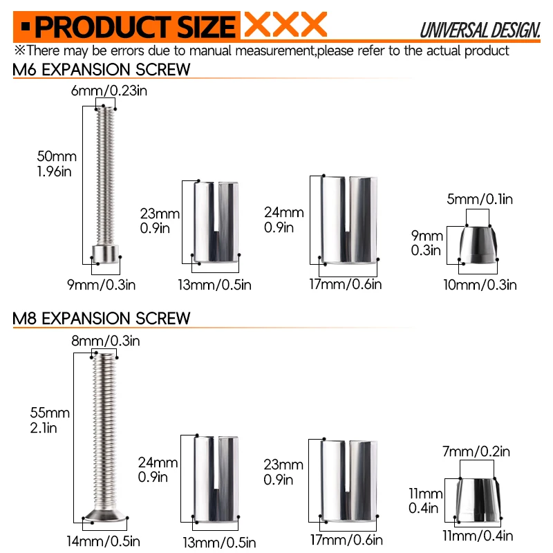 13/16mm Expansion Screw Handlebar End Plugs Screws Universal Handle Bar M8 M6 Expand Screws Motorcycle Accessories m8 m6 Screws 6