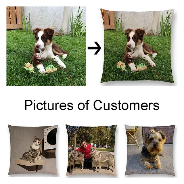 Linen Custom Pet Photo Pillow