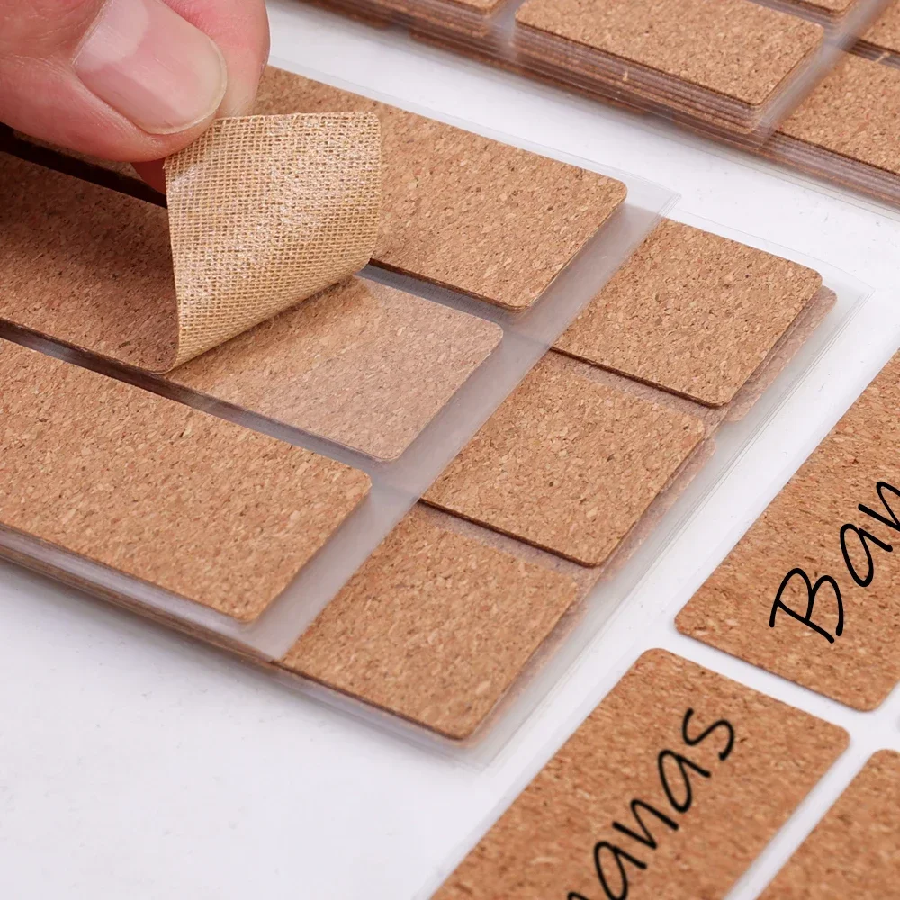 Cork Label Sticker Waterproof Self Adhesive Decoration Sticker Reusable Kitchen Spice Jars Classification Tags 480/36PCS