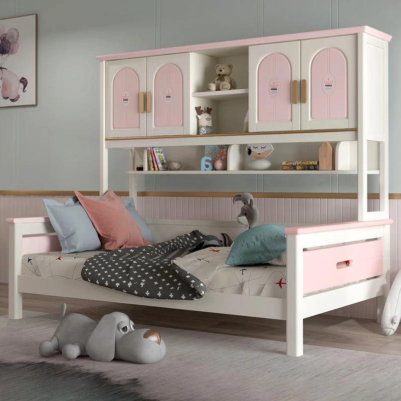 Massief Houten Bed Een Meisje Roze Bed Eenvoudige Moderne Kleine Boekenplank Bed Kinderen Suite | - AliExpress