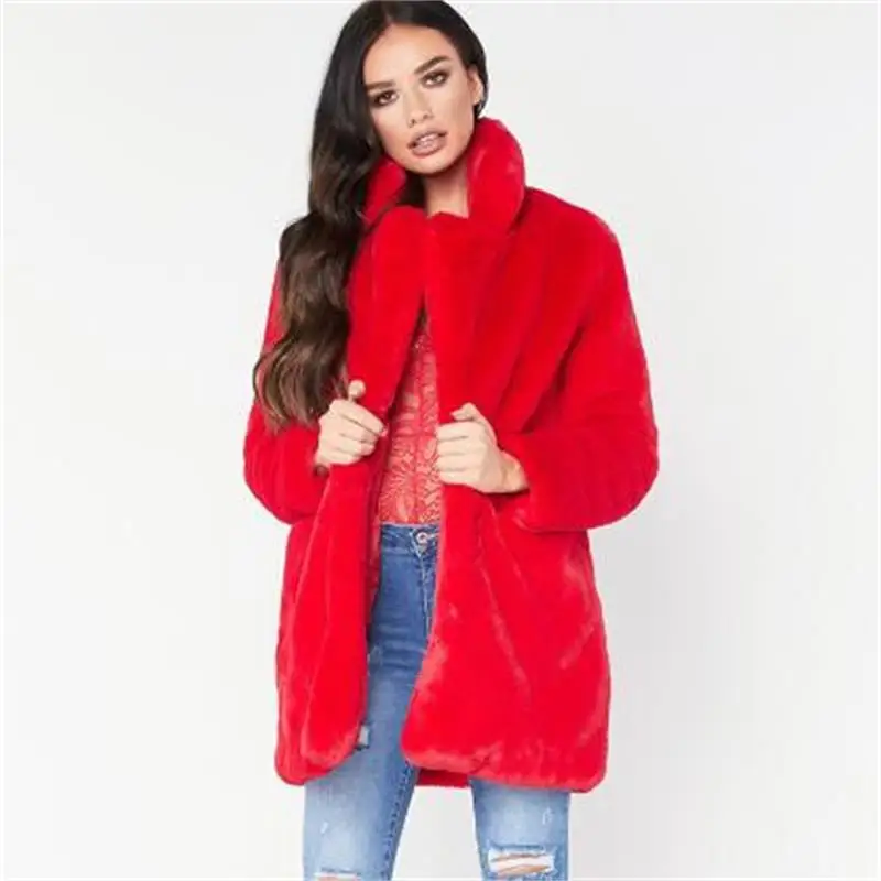 2023 New Fashion warm Rabbit Hair Faux Fur Coat Women Elegant Long Loose Oversize Coats Plus Size S-3XL Solid Color thick Jacket