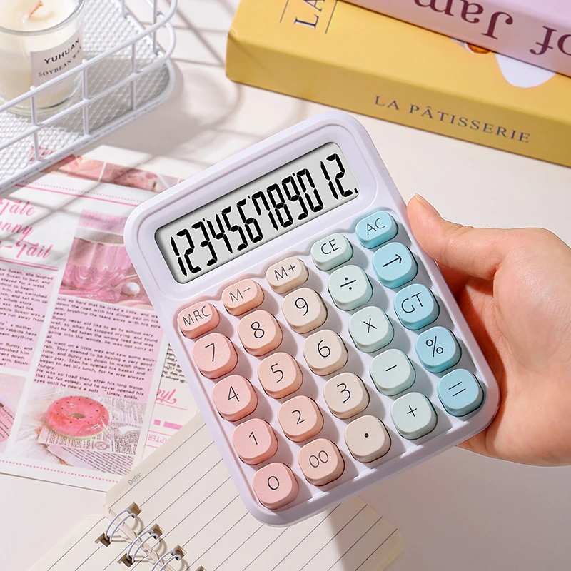 クドわふたー電卓 Calculator with Dual Power Supply, 12 Digits, Electronic