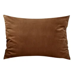 Plaid Velvet Throw Pillow Cover - Soft Decorative Cushion - 30cm x 50cm (Dark Brown)