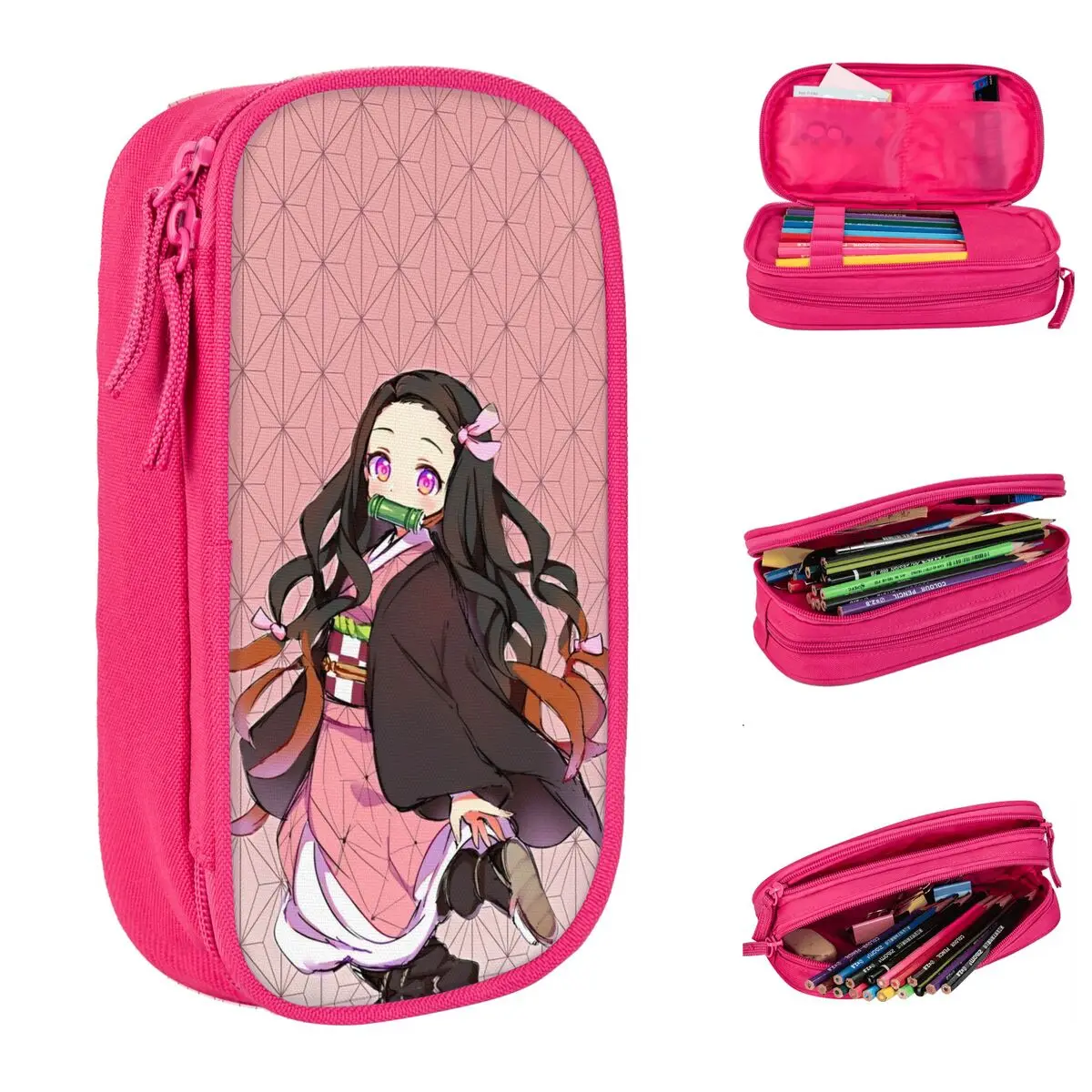 Demon Slayer Nezuko Kamado pencil cases pencilcases pen large storage pencil bags school supplies zipper stationery